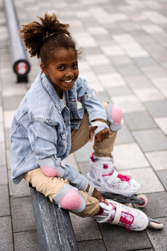 Nijdam Skate Beschermset Kinderen - Concrete Rose - Roze/Grijs - M
