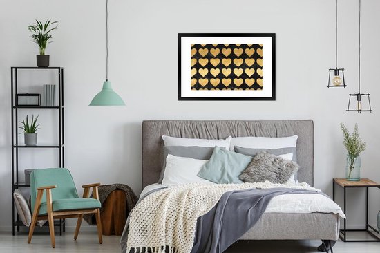 Cadre photo avec affiche - Motifs - Coeur - Or - Zwart - 90x60 cm - Cadre pour affiche