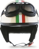 MOTO D23 braincap, halve helm, pothelm voor scooter en motor, goud en leer, XL, hoofdomtrek 61-62cm