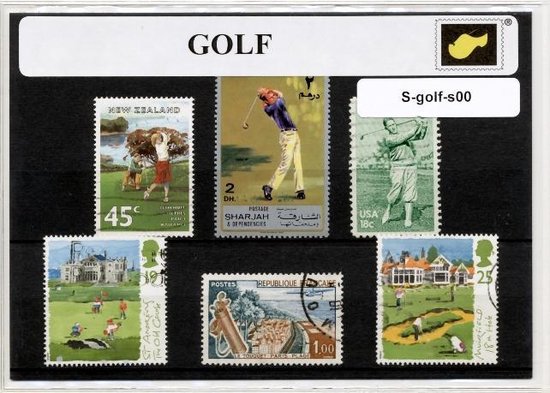 Afbeelding van het spel Golfen – Luxe postzegel pakket (A6 formaat) : collectie van verschillende postzegels van golf – kan als ansichtkaart in een A6 envelop - authentiek cadeau - kado - geschenk - kaart - hole in one - tee - golfbal - golfsport - iron - wood - green - par