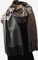 Sjaal warm effen kleur donkergrijs 180/78cm