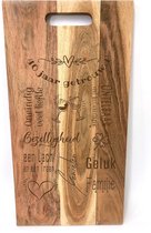 Grote acacia borrelplank / snijplank met tekst gravure 40 jaar GETROUWD. Cadeau-40 jarige bruiloft-trouwdag. Het formaat is 25x50cm