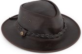 MGO Country Hat - Lederen Western hoed - Donkerbruin Leer - Maat S