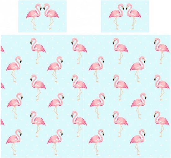 Flamingo's 1 persoons dekbedovertrek - Flamingo dekbed - 135 x 200 cm |  bol.com