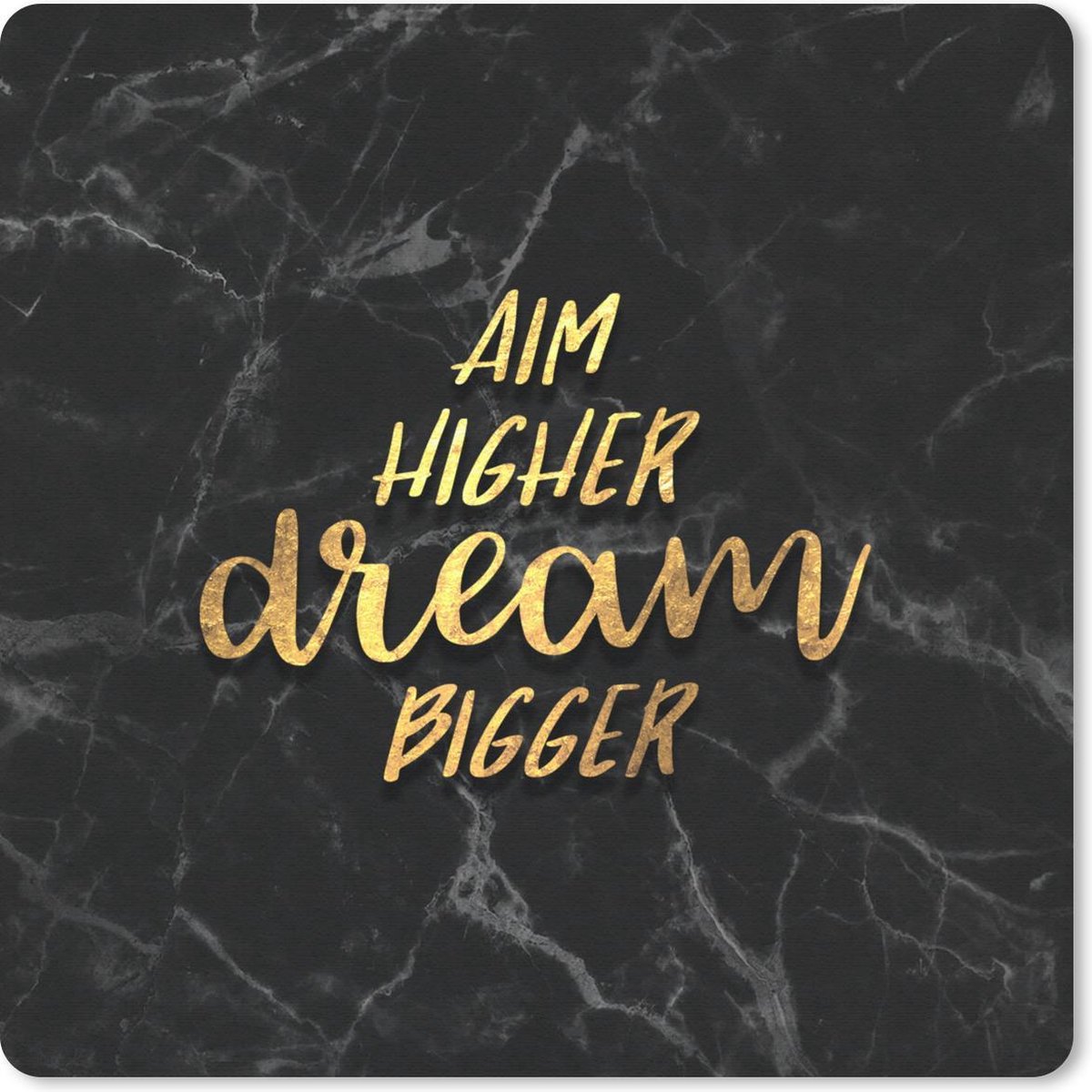 Muismat 20x20 cm - Mousepad Quotes - Dream - Goud - Marmer print - Muismatten