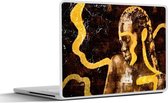 Laptop sticker - 13.3 inch - Vrouw - Zwart - Goud - 31x22,5cm - Laptopstickers - Laptop skin - Cover