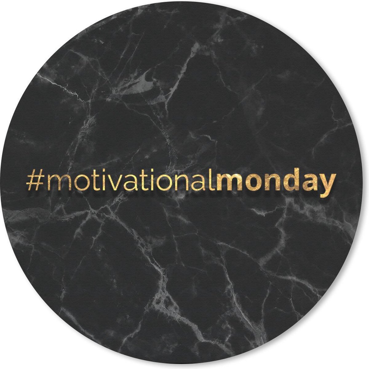 Muismat rond 30x30 cm - Mousepad Quotes - Motivatie - Marmer print - Goud - Ronde muismatten