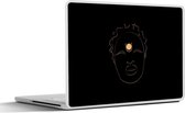 Laptop sticker - 11.6 inch - Vrouw - Line art - Goud - Zwart - 30x21cm - Laptopstickers - Laptop skin - Cover