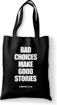 Studentenmeuk - Katoenen Tas - BAD CHOICES...  - Black - Shopper - Fair Trade