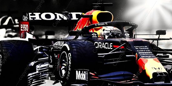 JJ-Art (Canvas) | Honda Red Bull F1 auto 2021 Max Verstappen - woonkamer | Formule 1, sport, race, modern, sfeer | Foto-Schilderij print op Canvas (canvas wanddecoratie) | KIES JE MAAT