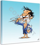 Tandarts Cartoon op canvas - Roland Hols - Poetsen - 60 x 60 cm - Houten frame 4 cm dik - Orthodontist - Mondhygiënist