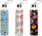 Flesje van gerecycled glas met dop DKD Home Decor Roestvrij staal (550 ml) (3 pcs)