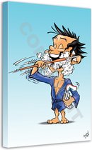 Tandarts Cartoon op canvas - Roland Hols - Poetsen - 60 x 40 cm - Houten frame 4 cm dik - Orthodontist - Mondhygiënist