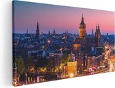 Artaza Canvas Schilderij Amsterdam Skyline Bij Zonsondergang  - 100x50 - Groot - Foto Op Canvas - Canvas Print