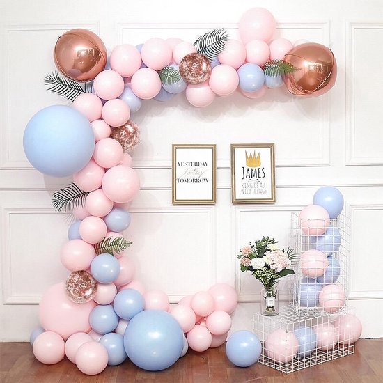 Sellaio Ballonnenboog – Gender Reveal - Ballonnen verjaardag – Versiering - Babyshower – Inclusief strip en pomp – Complete set – 49 Ballonnen Roze Blauw