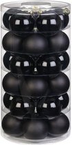 60x Zwarte glazen kerstballen 6 cm glans en mat - Kerstboomversiering zwart