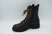 321675 Black biker boot bruine veter Twins Kinderen (Maat - 28, Kleur - Zwart)