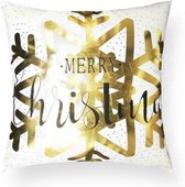 Sierkussen Kerst - Gouden Sneeuwvlok - Sierkussen - Kerst - 45x45 cm - Sierkussen - Polyester