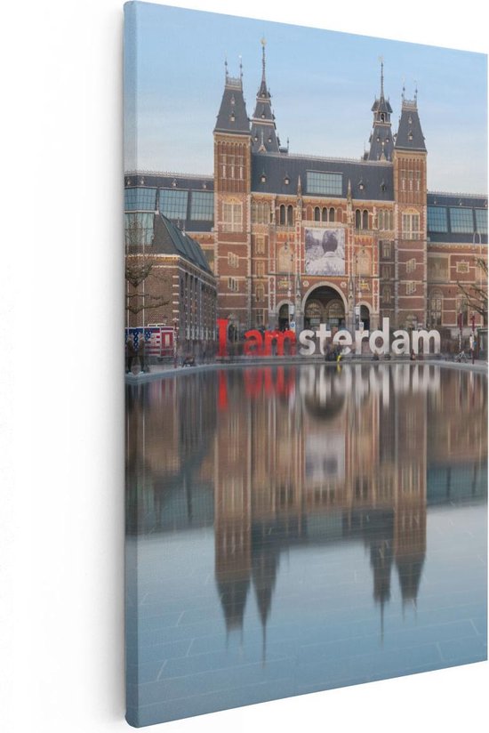 Artaza Canvas Schilderij Amsterdam Rijksmuseum - I Amsterdam Tekst - 80x120 - Groot - Foto Op Canvas - Canvas Print