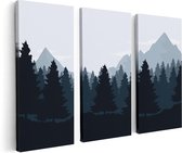 Artaza - Triptyque de peinture sur toile - Illustration de forêt avec des Arbres - Abstrait - 120x80 - Photo sur toile - Impression sur toile