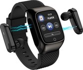 DrPhone DualX4 - Smartwatch Mannen - Horloge met Oordopjes - Bluetooth 5.0 Koptelefoon IOS / Android - Zwart
