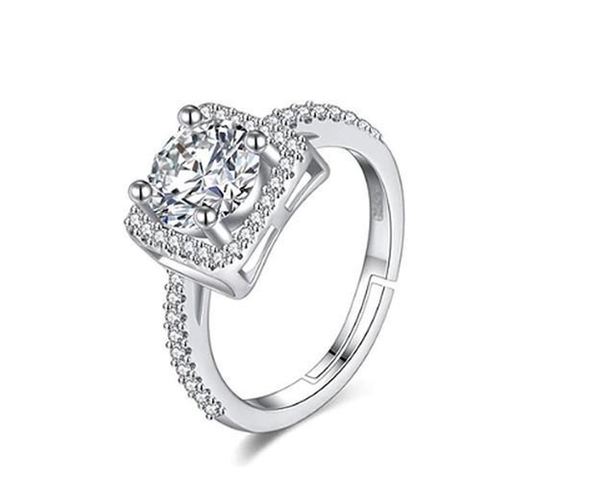 N3 Collecties Luxe 925 sterling zilveren CZ steen witte ring voor dames