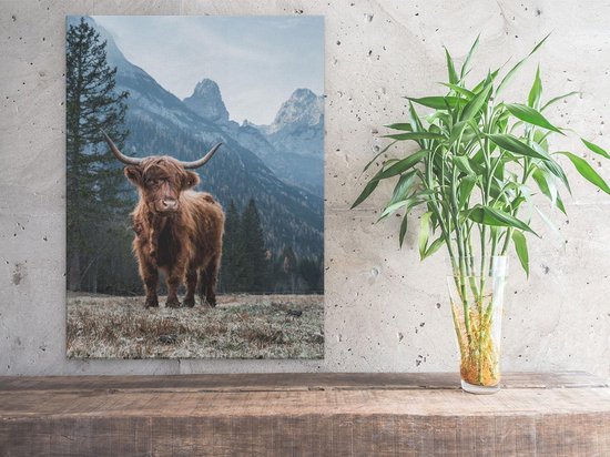 Artaza - Peinture sur toile - Vache Highlander écossais dans les Montagnes - 30 x 40 - Klein - Photo sur toile - Impression sur toile