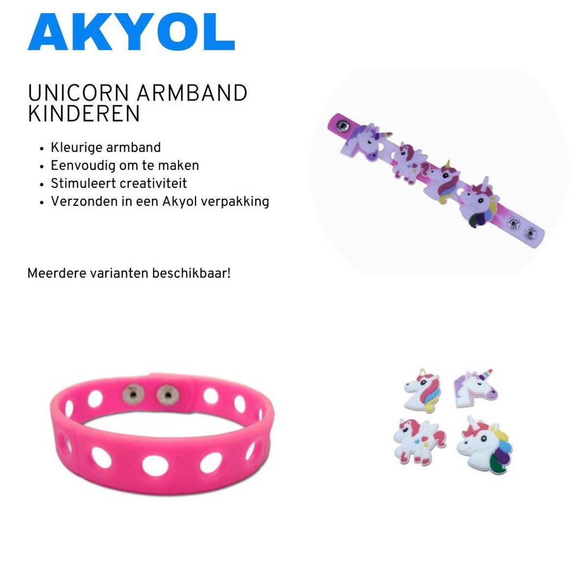 Akyol - Kinder armband unicorn eenhoorn - schuifarmbandjes - siliconen armband - Unicorn Knutselen - Leuke unicorn speelgoed - Akyol