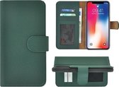 Hoesje iPhone X - Bookcase Hoesje - iPhone Xs Wallet Book Case Echt Leer Groen Cover