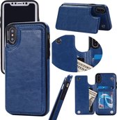 GSMNed – iPhone 12 Mini – Leren telefoonhoes Blaw – Luxe iPhone 12 Mini– Card Case – magneetsluiting – Blauw