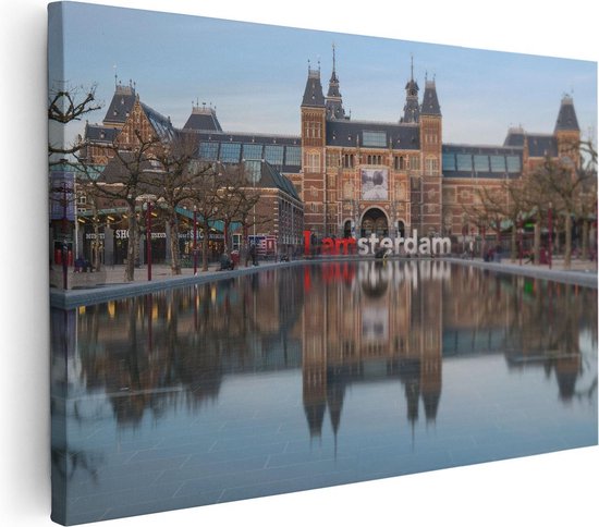 Artaza Canvas Schilderij Amsterdam Rijksmuseum - I Amsterdam Tekst - 30x20 - Klein - Foto Op Canvas - Canvas Print