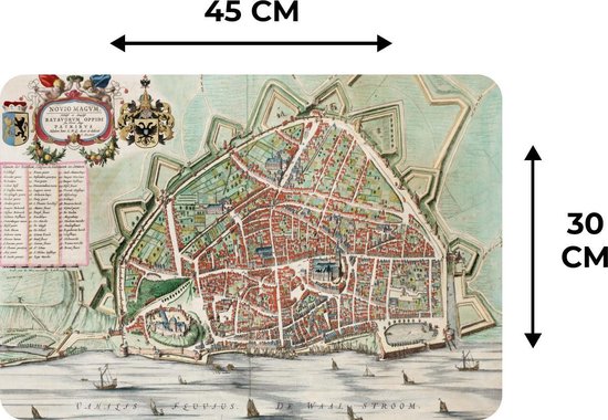 Set de table - Carte - Nederland - Vintage - 45x30 cm - 6 pièces