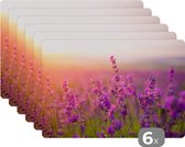 Placemat - Placemats kunststof - Lavendel - Lente - Paars - 45x30 cm - 6 stuks - Hittebestendig - Anti-Slip - Onderlegger - Afneembaar