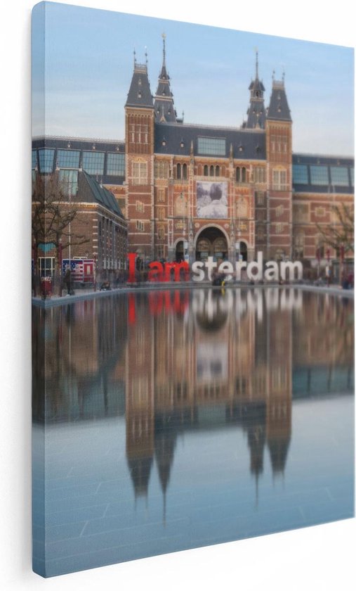 Artaza Canvas Schilderij Amsterdam Rijksmuseum - I Amsterdam Tekst - 60x80 - Foto Op Canvas - Canvas Print