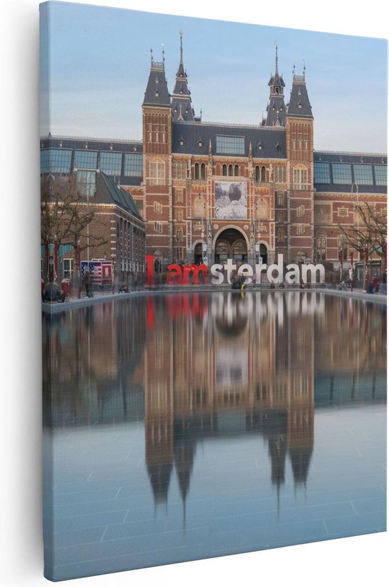 Artaza Canvas Schilderij Amsterdam Rijksmuseum - I Amsterdam Tekst - 80x100 - Groot - Foto Op Canvas - Canvas Print