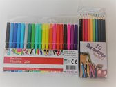 Set van 10 kleurpotloden en 20 kleurstiften voor kinderen