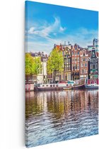 Artaza Canvas Schilderij Amsterdamse Huisjes Aan Het Water - 60x90 - Foto Op Canvas - Canvas Print