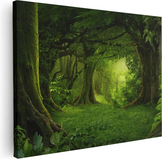 Artaza Canvas Schilderij Groene Tropische Jungle Bos  - 40x30 - Klein - Foto Op Canvas - Canvas Print
