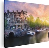 Artaza Canvas Schilderij Amsterdamse Grachten  - 40x30 - Klein - Foto Op Canvas - Canvas Print