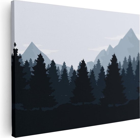 Artaza Canvas Schilderij Bos Met Bomen Illustratie - Abstract - 40x30 - Klein - Foto Op Canvas - Canvas Print