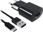 Wandlader + USB-Kabel C Contact 2A Zwart