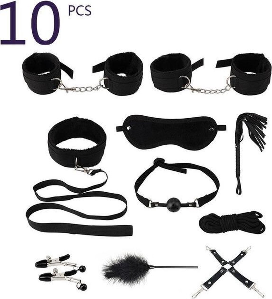 BukkitBow - Bondageset - XL BDSM - 10-Delige set - Zwart