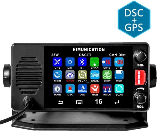 Himunication TS18 VHF intégré avec ATIS, DSC & GPS - IP67 - Écran tactile