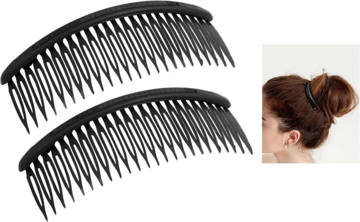 Zwarte Haarkammen 2stuks- Large 12,5 X 4,7 CM- Insteekkam Haar accessoire- Haarspelden- Haarklauwen- Bruid| Feest| Gala