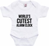 Worlds cutest alarm clock tekst baby rompertje wit jongens en meisjes - Kraamcadeau - Babykleding 92 (18-24 maanden)