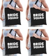6x Bride Squad vrijgezellenfeest tasje zwart dikke letters/ goodiebag dames - Accessoires vrijgezellen party vrouw