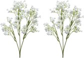 2x stuks kunstbloemen Gipskruid/gypsophila takken wit 64 cm - Kunstplanten en steelbloemen