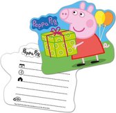 12x stuks Peppa Pig themafeest kinderfeest uitnodigingen - Thema feest uitnodigingen