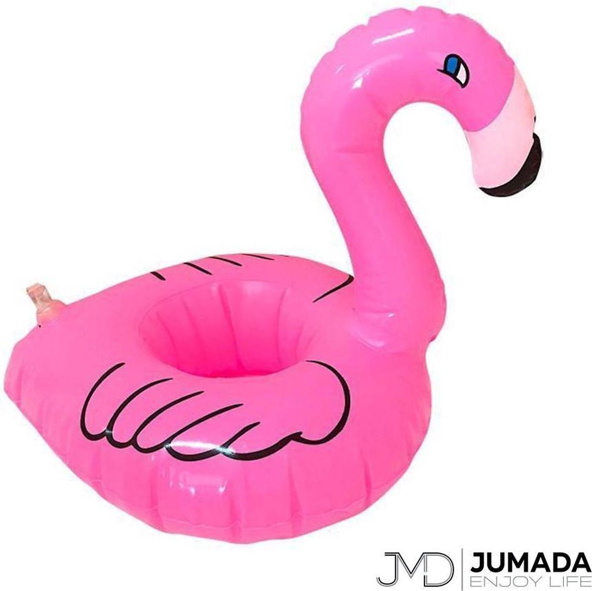 Jumada's Opblaasbare Bekerhouder Flamingo - Voor Bekers / Blikken / Flessen - Opblaas Drankhouder - Zwembadaccessoire - Opblaasfiguur - Flamingo's - Roze