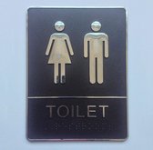 Deurbordje Toilet - WC bordjes – 20 x 15 CM - Tekstbord WC – Toilet bordje – WC - Bordje – Man & Vrouw Toilet – Heren Dames – Pictogram - Zelfklevend
